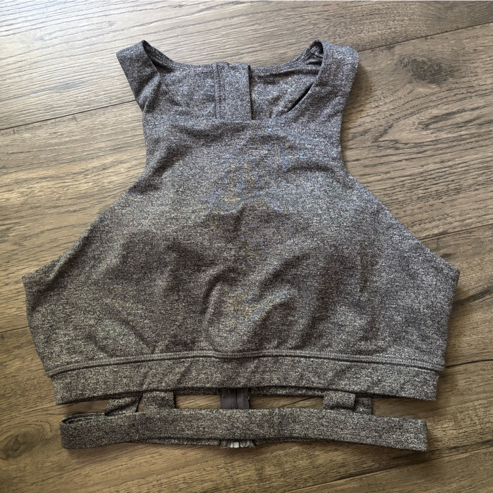 FOREVER 21 Cut Out Racerback Sports Bra Heather Gray